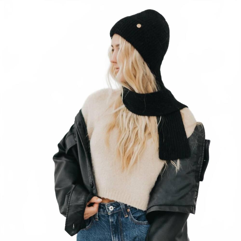 NEW PRETTY SIMPLE joy dynamic scarf and beanie duo in black